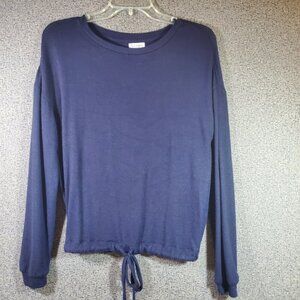 Junior's love, Fire Medium Navy Blue Long Sleeve Top with Drawstring Waist